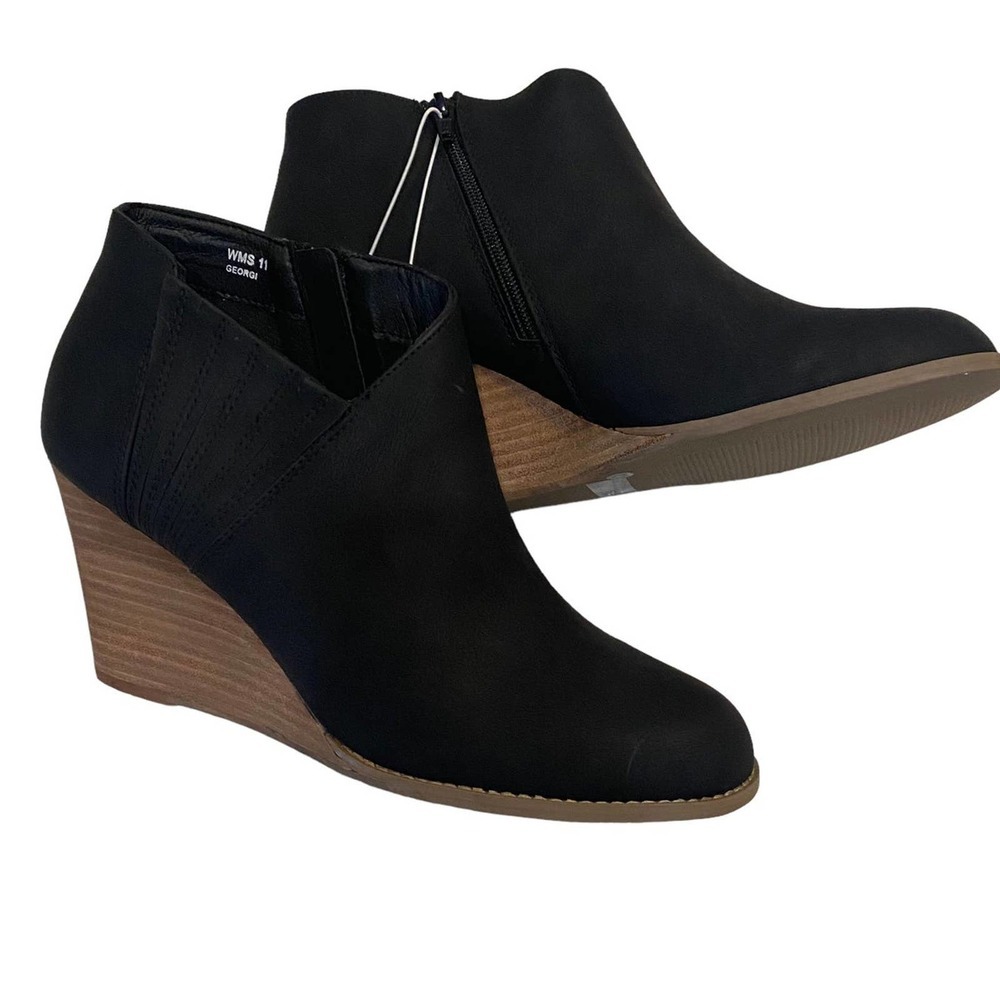 Dolce Vita Black Leather Ankle Bootie Wedges